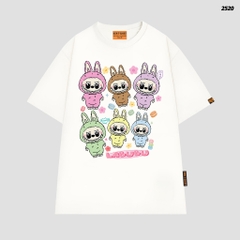 Áo thun LABUBU HY KOREA Gấu Labubu Rainbow 2520 tay lỡ cotton 75 form rộng nữ dễ thương