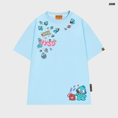 Áo thun HY KOREA Nhiều icon Cá HangYodon 2530 tay lỡ cotton 75 form rộng nam nữ unisex