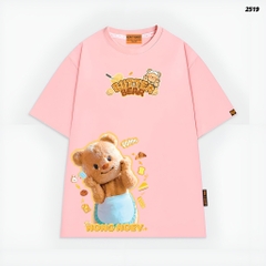 Áo thun Nong Noey HY KOREA ButterBear Bánh Bơ 2519 tay lỡ cotton 75 form rộng nữ dễ thương