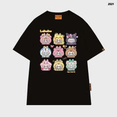 Áo thun LABUBU HY KOREA Labubu Cartoon 2521 tay lỡ cotton 75 form rộng nam nữ unisex