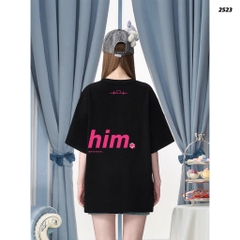 Áo Thun HY KOREA In Chữ Him Her Cotton 100% Co giãn 2 Chiều Phom Unisex Oversize 2522