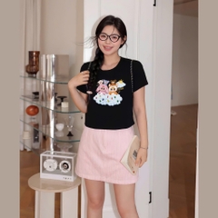 Baby Tee HY KOREA áo thun nữ Baby Three Clouds 1805 cotton 100% co giãn tay ngắn áo thun trẻ em gái