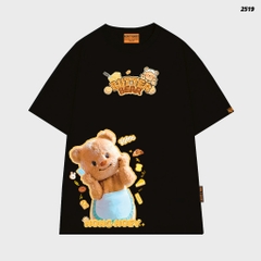 Áo thun Nong Noey HY KOREA ButterBear Bánh Bơ 2519 tay lỡ cotton 75 form rộng nữ dễ thương