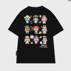 Áo thun LABUBU HY KOREA Nhiều icon Cry Baby 1671 tay lỡ cotton 75 form rộng phong cách dễ thương
