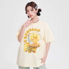 Áo thun HY KOREA Vịt Gemvan Bánh Cá 1691 tay lỡ cotton 75 form rộng nam nữ unisex