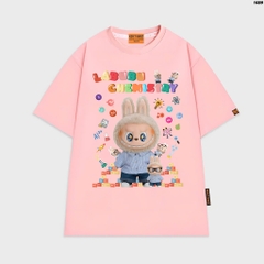 Áo thun LABUBU HY KOREA Labubu Chemistry 1689 tay lỡ cotton 75 form rộng nam nữ unisex
