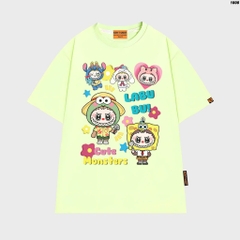 Áo thun LABUBU HY KOREA Labubu Cute Monsters 1808 tay lỡ cotton 75 form rộng nam nữ unisex