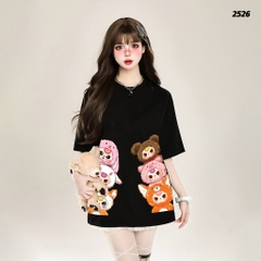 Áo thun Baby Three HY KOREA Bé Ba Secret 2526 tay lỡ cotton 75 form rộng nữ dễ thương