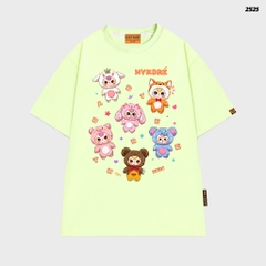 Áo thun Baby Three HY KOREA Nhiều Bé Ba 2525 tay lỡ cotton 75 form rộng nam nữ unisex