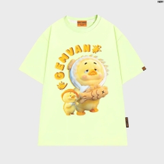 Áo thun HY KOREA Vịt Gemvan Bánh Cá 1691 tay lỡ cotton 75 form rộng nam nữ unisex