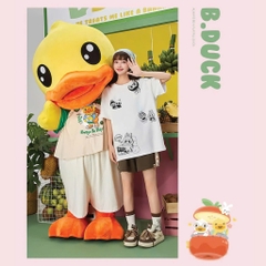 Áo thun LABUBU HY KOREA Labubu Boom 1807 tay lỡ cotton 75 form rộng nam nữ unisex