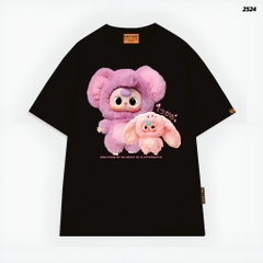 Áo thun HY KOREA Baby Three Gấu Tím 2524 tay lỡ cotton 75 form rộng nam nữ unisex
