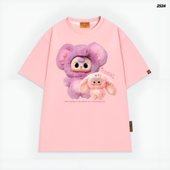 Áo thun HY KOREA Baby Three Gấu Tím 2524 tay lỡ cotton 75 form rộng nam nữ unisex