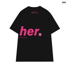 Áo Thun HY KOREA In Chữ Him Her Cotton 100% Co giãn 2 Chiều Phom Unisex Oversize 2522