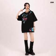 Áo thun HY KOREA Nhiều icon Cá HangYodon 2530 tay lỡ cotton 75 form rộng nam nữ unisex