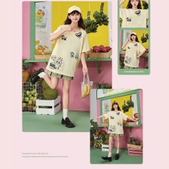 Áo thun LABUBU HY KOREA Labubu Boom 1807 tay lỡ cotton 75 form rộng nam nữ unisex