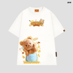 Áo thun Nong Noey HY KOREA ButterBear Bánh Bơ 2519 tay lỡ cotton 75 form rộng nữ dễ thương