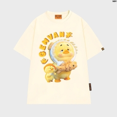 Áo thun HY KOREA Vịt Gemvan Bánh Cá 1691 tay lỡ cotton 75 form rộng nam nữ unisex