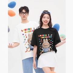 Áo thun LABUBU HY KOREA Labubu Chemistry 1689 tay lỡ cotton 75 form rộng nam nữ unisex