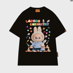 Áo thun LABUBU HY KOREA Labubu Chemistry 1689 tay lỡ cotton 75 form rộng nam nữ unisex