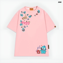 Áo thun HY KOREA Nhiều icon Cá HangYodon 2530 tay lỡ cotton 75 form rộng nam nữ unisex