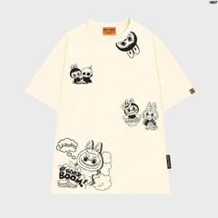 Áo thun LABUBU HY KOREA Labubu Boom 1807 tay lỡ cotton 75 form rộng nam nữ unisex