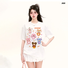 Áo thun Baby Three HY KOREA Nhiều Bé Ba 2525 tay lỡ cotton 75 form rộng nam nữ unisex