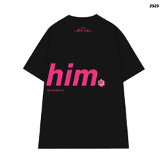 Áo Thun HY KOREA In Chữ Him Her Cotton 100% Co giãn 2 Chiều Phom Unisex Oversize 2522