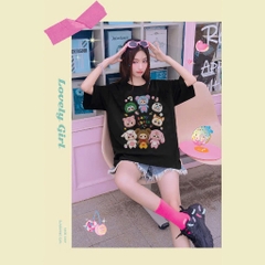Áo thun HY KOREA Baby Three Bánh Kem 1806 tay lỡ cotton 75 form rộng nam nữ unisex