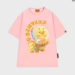 Áo thun HY KOREA Vịt Gemvan Bánh Cá 1691 tay lỡ cotton 75 form rộng nam nữ unisex