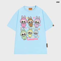 Áo thun LABUBU HY KOREA Gấu Labubu Rainbow 2520 tay lỡ cotton 75 form rộng nữ dễ thương