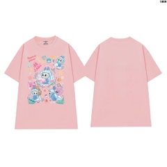 Áo Thun LABUBU HY KOREA In Labubu Nàng Tiên Cá 1809 Cotton 100% Co giãn 2 Chiều Phom Unisex Oversize