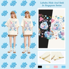 Áo Thun LABUBU HY KOREA In Labubu Nàng Tiên Cá 1809 Cotton 100% Co giãn 2 Chiều Phom Unisex Oversize
