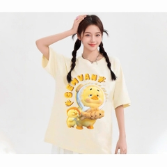 Áo thun HY KOREA Vịt Gemvan Bánh Cá 1691 tay lỡ cotton 75 form rộng nam nữ unisex