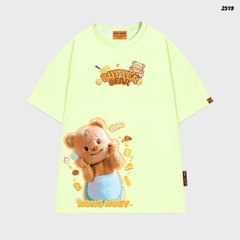 Áo thun Nong Noey HY KOREA ButterBear Bánh Bơ 2519 tay lỡ cotton 75 form rộng nữ dễ thương