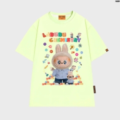Áo thun LABUBU HY KOREA Labubu Chemistry 1689 tay lỡ cotton 75 form rộng nam nữ unisex