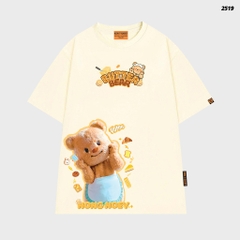 Áo thun Nong Noey HY KOREA ButterBear Bánh Bơ 2519 tay lỡ cotton 75 form rộng nữ dễ thương