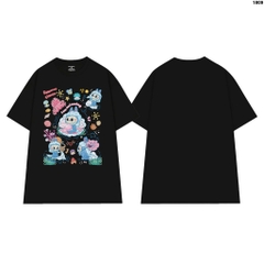 Áo Thun LABUBU HY KOREA In Labubu Nàng Tiên Cá 1809 Cotton 100% Co giãn 2 Chiều Phom Unisex Oversize