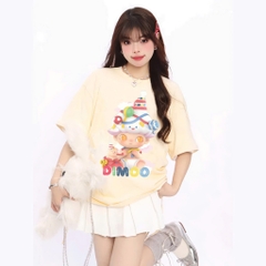 Áo thun HY KOREA Baby Dimoo 1803 tay lỡ cotton 75 form rộng nam nữ unisex