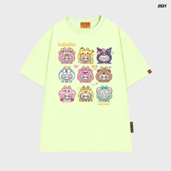 Áo thun LABUBU HY KOREA Labubu Cartoon 2521 tay lỡ cotton 75 form rộng nam nữ unisex