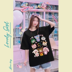 Áo thun HY KOREA Baby Three Bánh Kem 1806 tay lỡ cotton 75 form rộng nam nữ unisex
