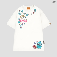 Áo thun HY KOREA Nhiều icon Cá HangYodon 2530 tay lỡ cotton 75 form rộng nam nữ unisex