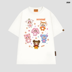 Áo thun Baby Three HY KOREA Nhiều Bé Ba 2525 tay lỡ cotton 75 form rộng nam nữ unisex