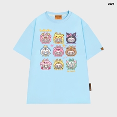 Áo thun LABUBU HY KOREA Labubu Cartoon 2521 tay lỡ cotton 75 form rộng nam nữ unisex