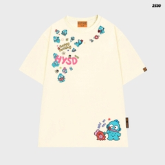 Áo thun HY KOREA Nhiều icon Cá HangYodon 2530 tay lỡ cotton 75 form rộng nam nữ unisex