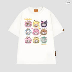 Áo thun LABUBU HY KOREA Labubu Cartoon 2521 tay lỡ cotton 75 form rộng nam nữ unisex