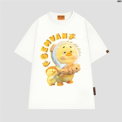 Áo thun HY KOREA Vịt Gemvan Bánh Cá 1691 tay lỡ cotton 75 form rộng nam nữ unisex