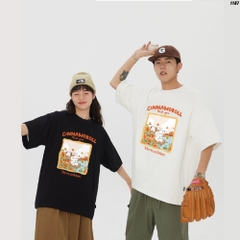 Áo thun tay lỡ couple Thỏ câu cá 1187 nam nữ form rộng unisex