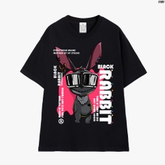 Áo Thun Cotton 100  HY KOREA Nam Nữ BLACK RABBIT 1191 Tay Lỡ Unisex