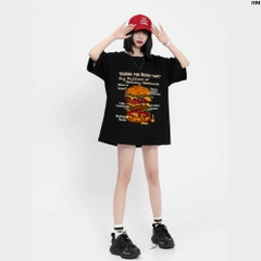 Áo Thun Tay Lỡ Cotton 100 Nam Nữ HAMBURGER 1194 HY KOREA